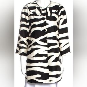 NWT AUTHENTIC KATE SPADE NIGHTINGALE OAK ROOM BLACK CREAM WHITE COAT JACKET XS
